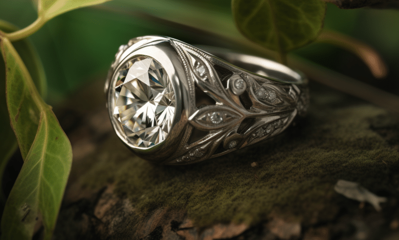 Nature-inspired engagement ring with floral design