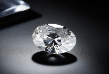 Oval cut diamond on a ring, showcasing its brilliance and elongated shape