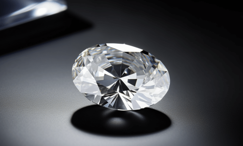 Oval cut diamond on a ring, showcasing its brilliance and elongated shape