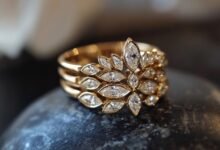 Stacking Rings with Marquise Cut Diamonds