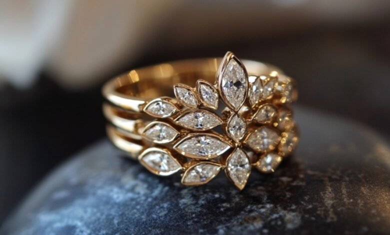 Stacking Rings with Marquise Cut Diamonds