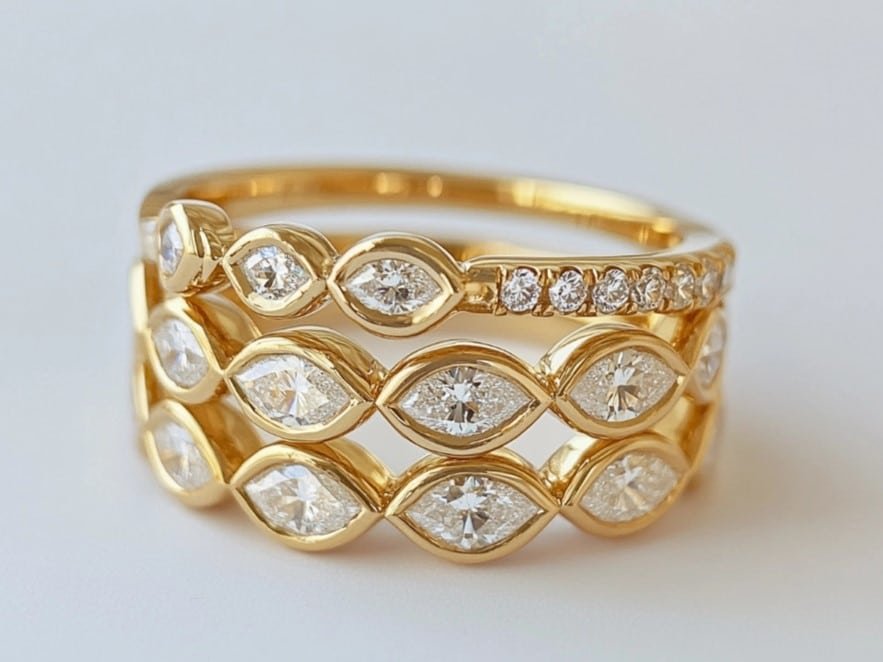 Stacking Rings with Marquise Cut Diamonds