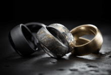 Men's wedding rings made from alternative metals