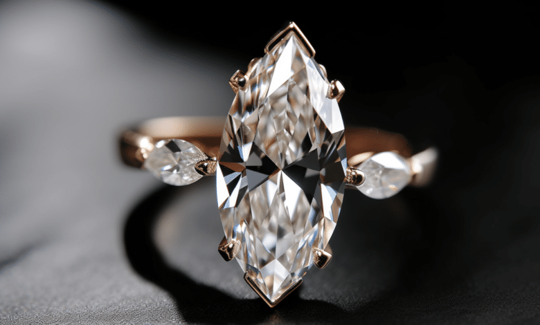 Marquise cut diamond engagement ring