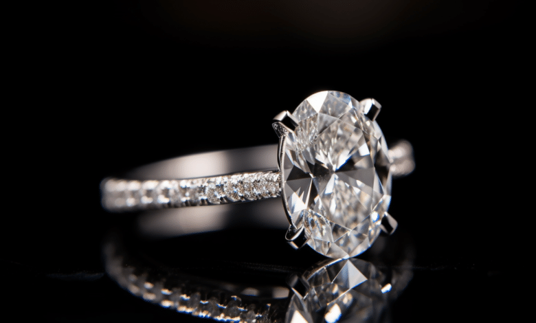 Oval cut engagement ring on a slender finger