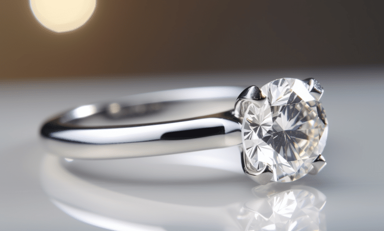 Engagement ring with a diamond center stone