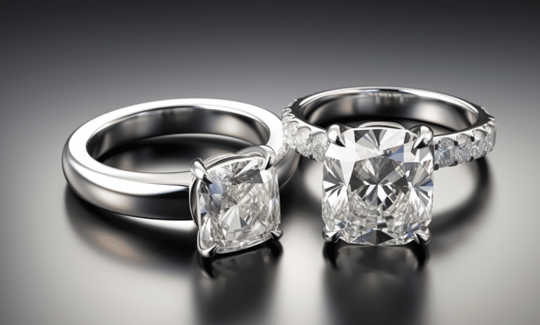 Cushion cut diamond engagement ring for men