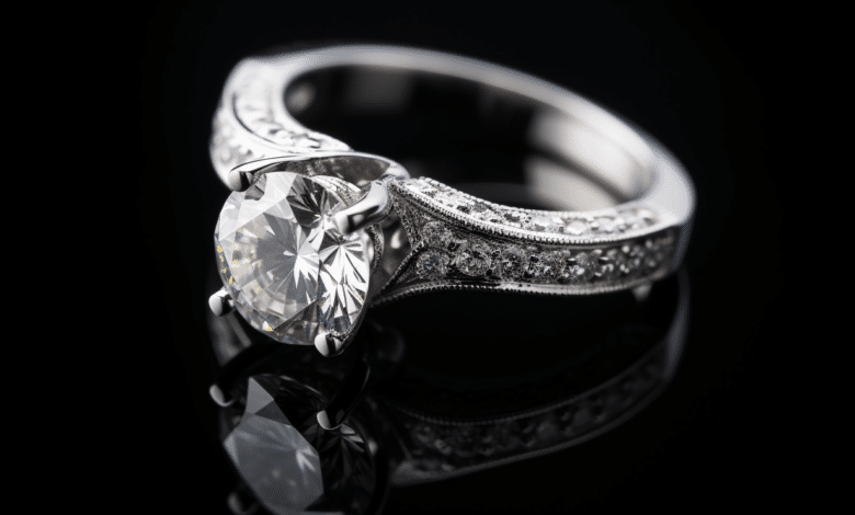 Twist band engagement ring with intertwined design