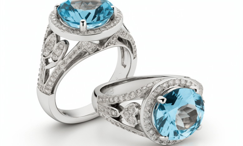 A close-up of a precious ring being appraised for insurance