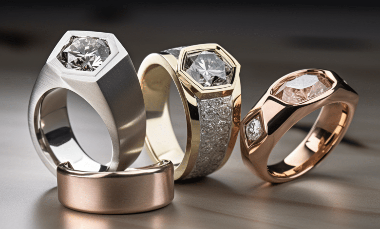 Custom engagement ring with geometric design