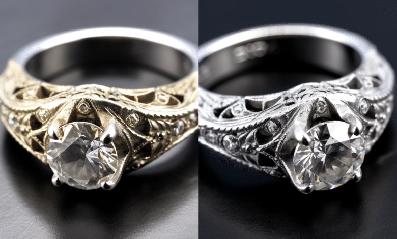 Before and after photos of ring engraving transformations