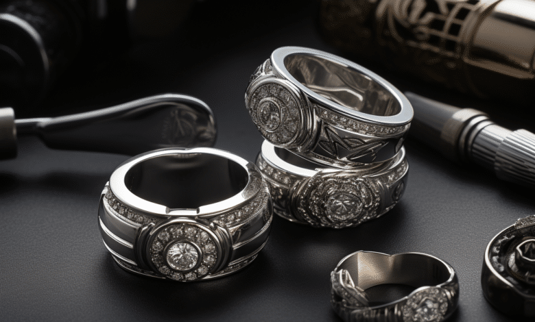 Investor examining a ring collection