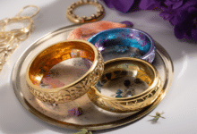 Elegant ring dish on a nightstand