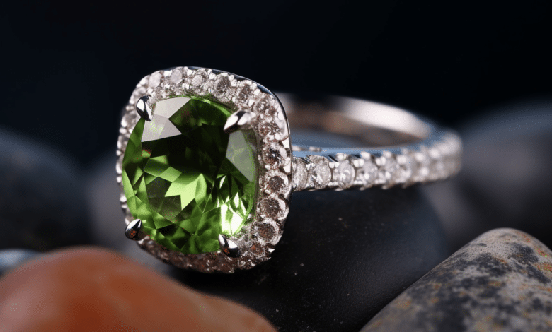 Peridot gemstone engagement ring