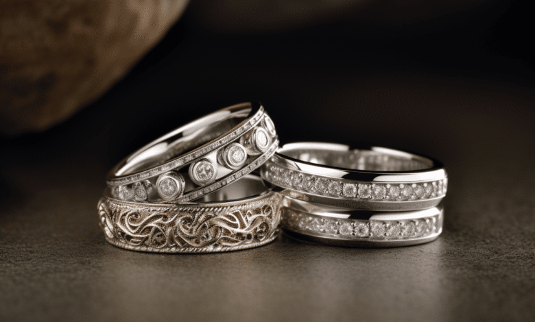 Couple holding hands with matching wedding bands