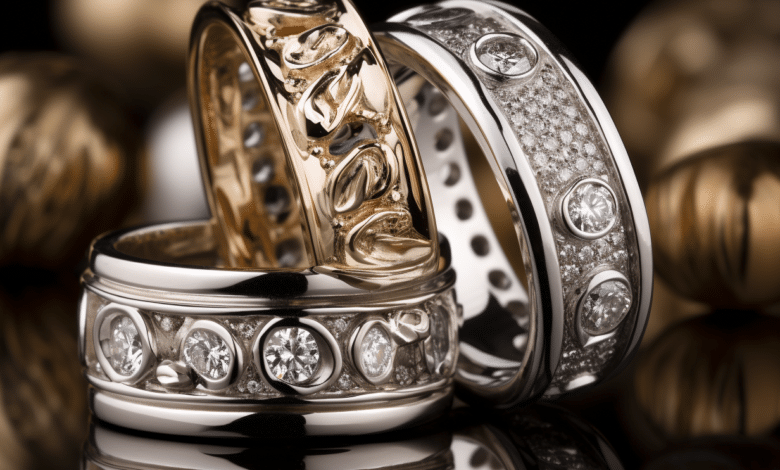 Active couple wearing durable wedding rings