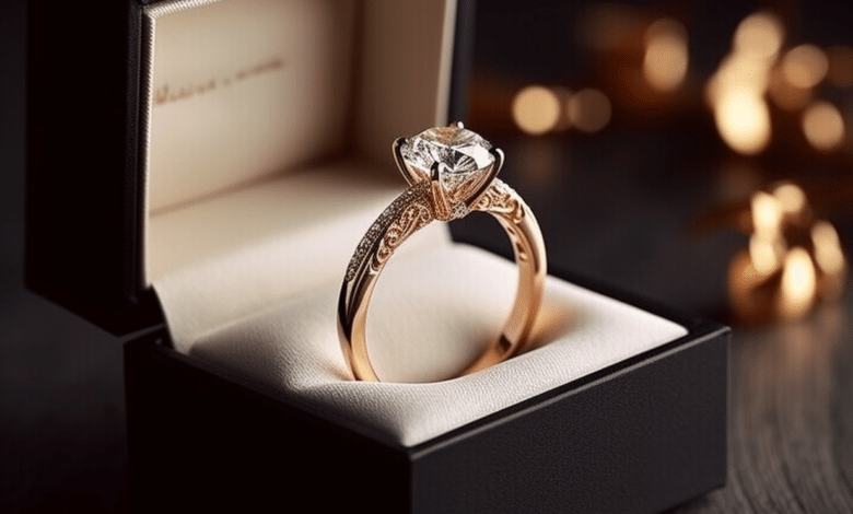 Engagement ring in a custom box