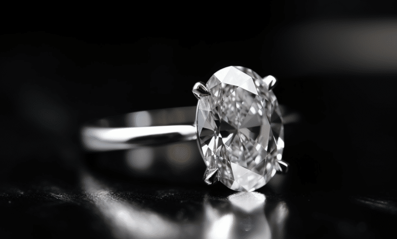 A beautiful oval cut diamond engagement ring