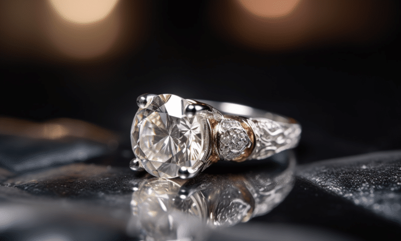Close-up of a diamond engagement ring