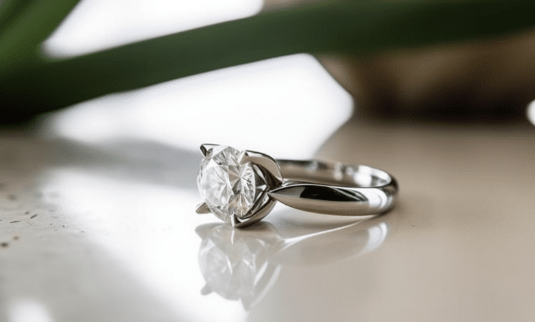 Couple holding hands with a ring