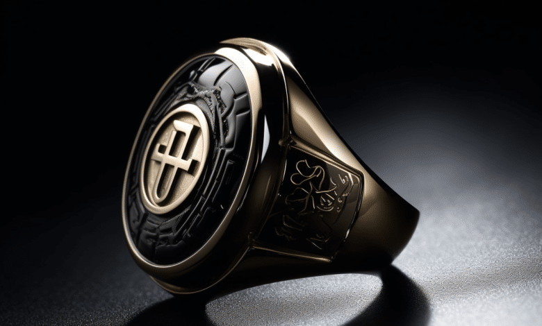 Luxury men's ring with gold and diamonds