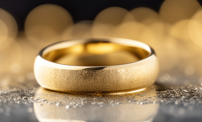 Gold wedding band on a finger