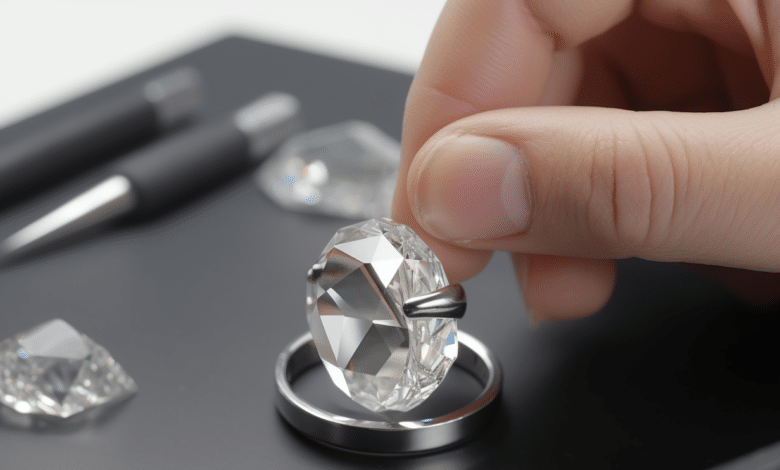 Gemstone ring being cleaned with a soft cloth
