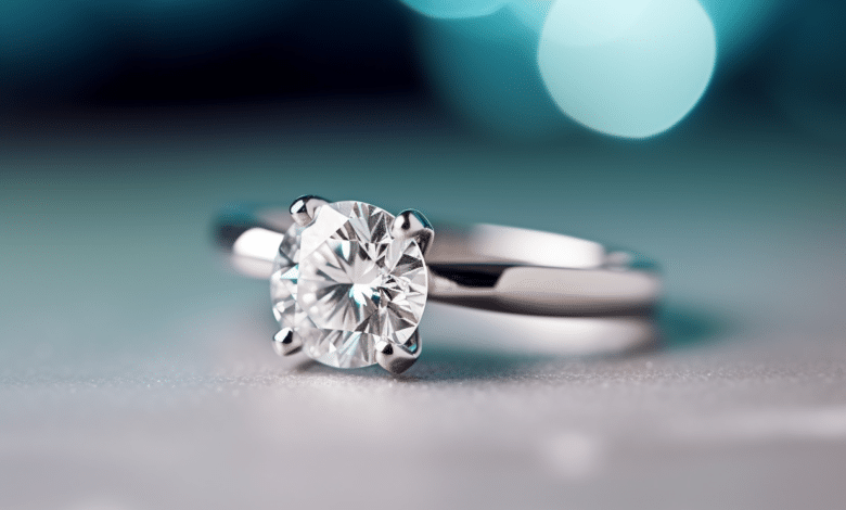 Couple admiring a diamond engagement ring