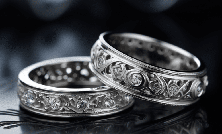 A clean platinum wedding band