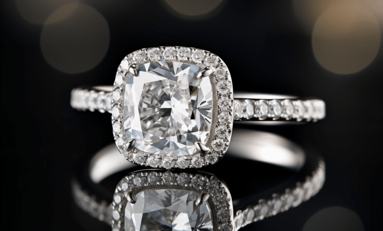 Cushion cut diamond engagement ring