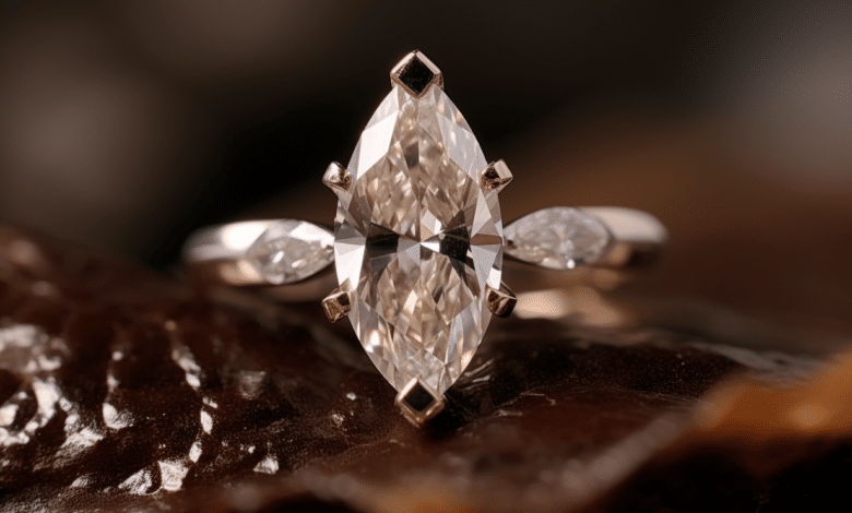 Marquise cut diamond engagement ring