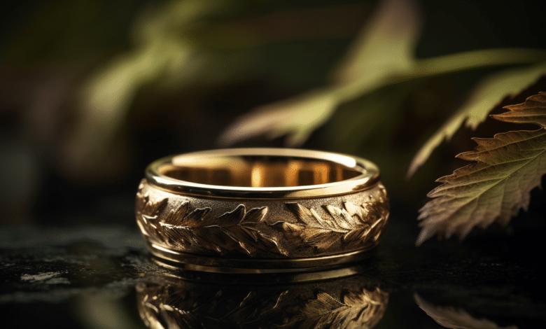Nature-inspired men's wedding rings