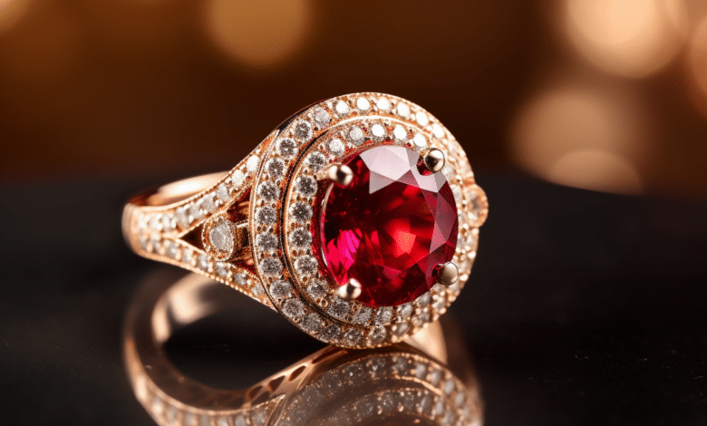 Ruby engagement ring on a woman's finger