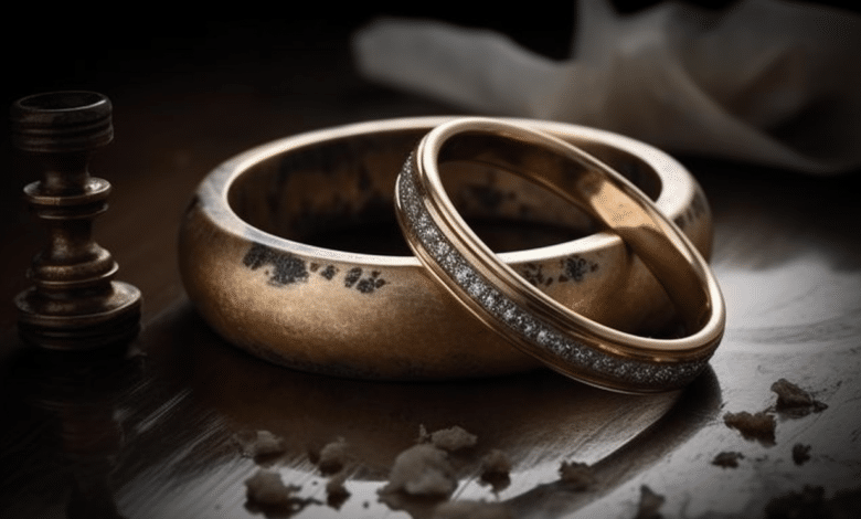 A sparkling clean wedding ring on a soft cloth