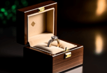Luxurious ring box with velvet interior