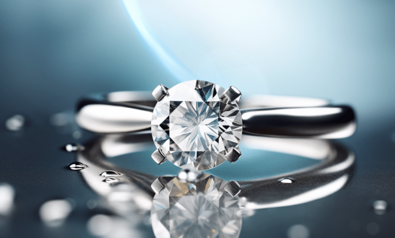 Couple choosing an engagement ring diamond