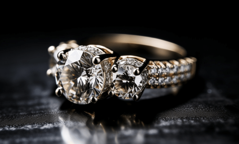 Three-stone ring with hidden halo and secret message