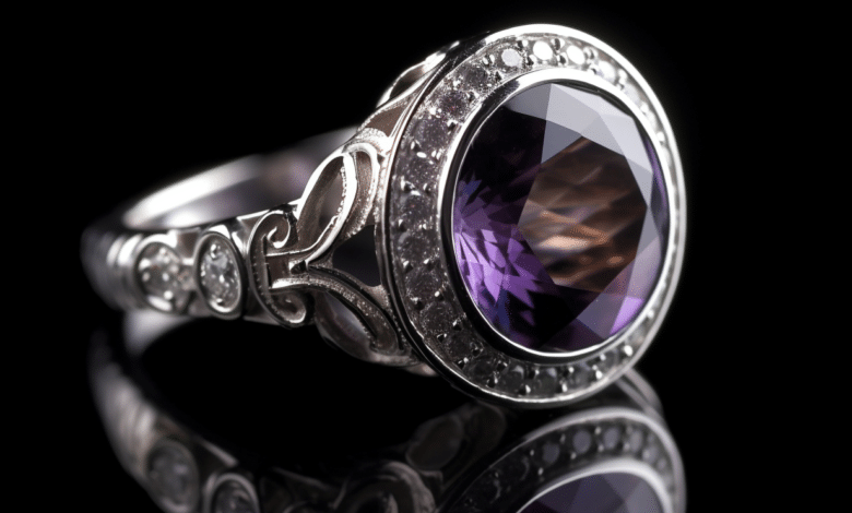 Sparkling ring with gemstone