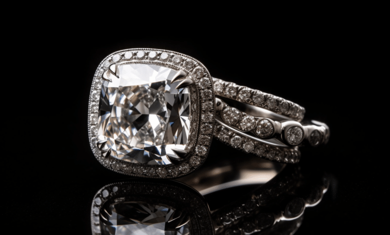 Cushion cut diamond engagement ring