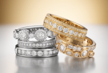 Round cut diamond engagement ring with wedding band