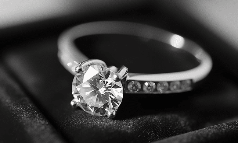 Minimalist engagement ring with a solitaire diamond