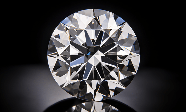 Round cut diamond sparkling under light