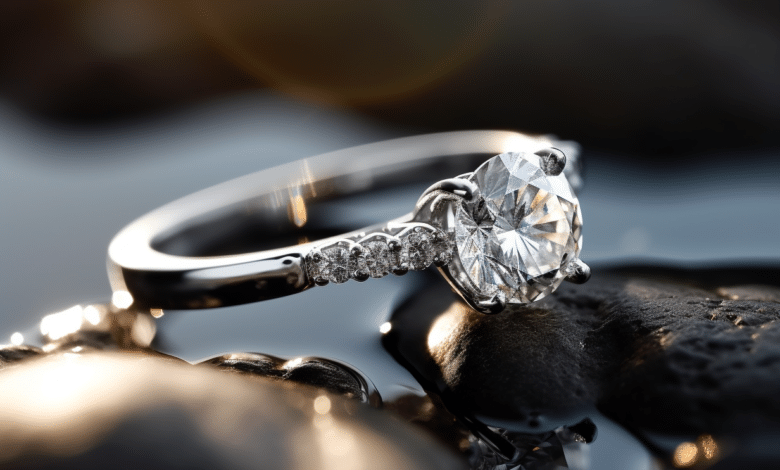 Couple choosing a diamond engagement ring