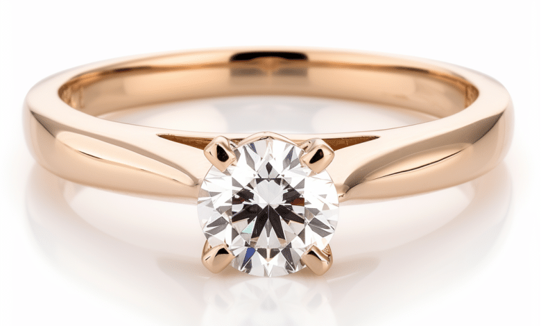 Diamond engagement ring with mixed metal setting