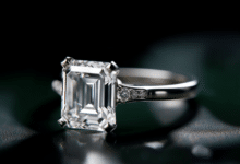 Emerald cut diamond engagement ring