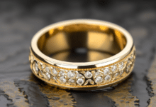 Sparkling gold engagement ring after cleaning