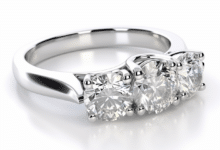 Three-stone diamond engagement ring