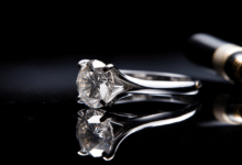 Cleaning a diamond ring with mild soap and a soft toothbrush