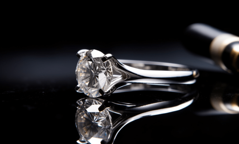 Cleaning a diamond ring with mild soap and a soft toothbrush