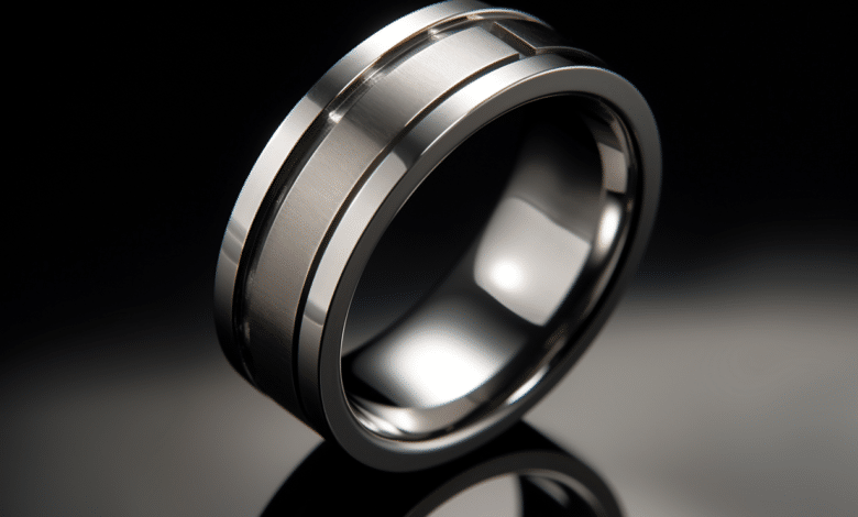 Modern titanium wedding band with unique design
